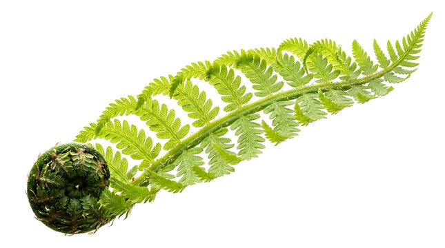 Young fern frond unfurling with fiddlehead unfurling delicate vegetation binomial pteridophyte