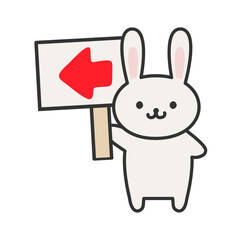 Obraz premium かわいい手書き風うさぎのイラスト-案内