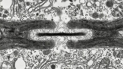 Obraz premium TEM of single plasmodesmata channel plant cell wall desmotubule core