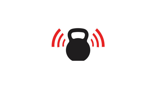 Black kettlebell with red motion lines.