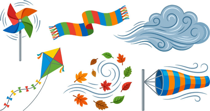 Collection of Wind Power and Breezy Weather Symbols