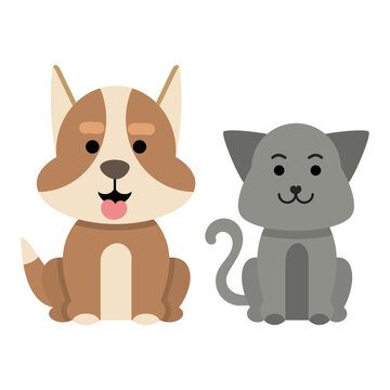 Vector illustration of cat and dog