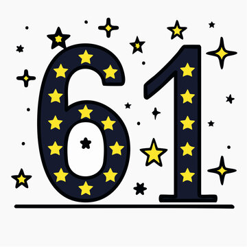 Number 61 with Stars