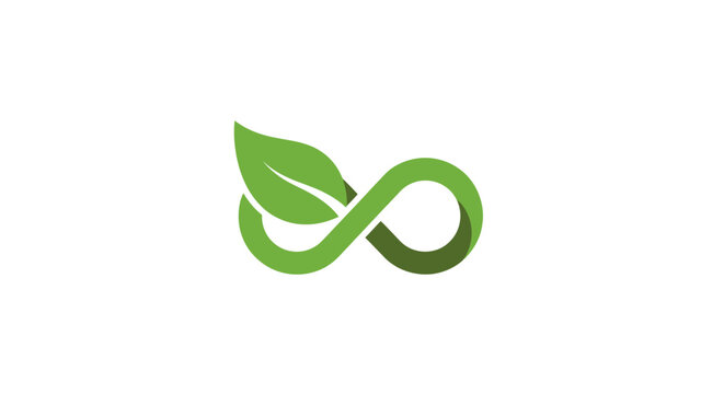 Green leaf infinity eco symbol logo.
