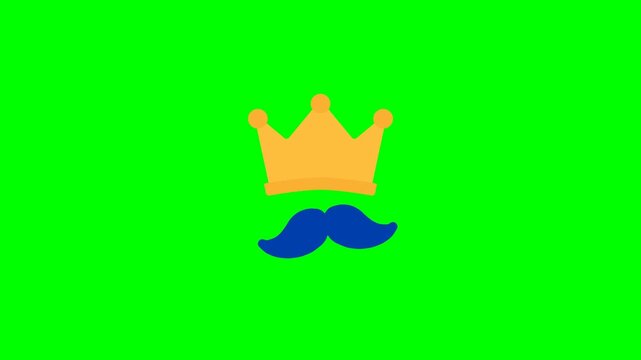 Animated crown and mustache icon representing a king-like father figure with strength, love, and leadership.
