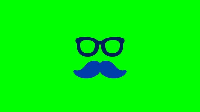 Animated glasses and mustache icon showing a trendy and fashionable father personality for Father&rsquo;s Day themes.
