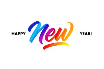 Fototapeta premium Happy New Year colorful brush lettering typography design