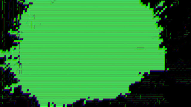 Green Glitch Texture with Scanline Artifacts and Pixel Distortion