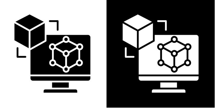Digital Twin  Icon Set White Glyph  Style Collection