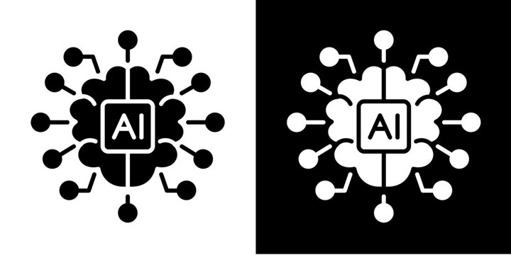 Artificial Intelligence  Icon Set White Glyph  Style Collection