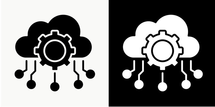 Cloud Computing  Icon Set White Glyph  Style Collection