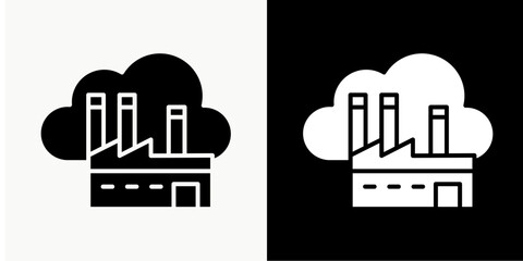 Naklejka premium Industrial Cloud Icon Set White Glyph Style Collection