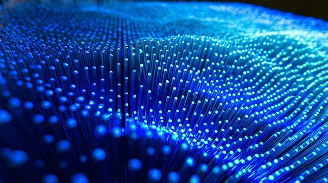 Fibres optiques bleues illumin&eacute;es cr&eacute;ant des effets lumineux ondulants