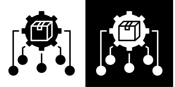Supply Chain Integration  Icon Set White Glyph  Style Collection