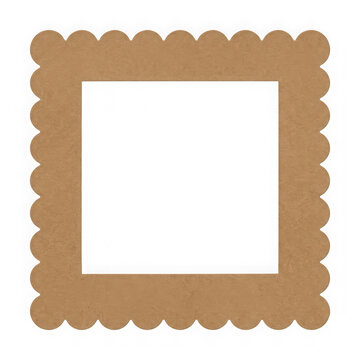 Classic brown paper scalloped frame for retro style presentation isolated on transparent background