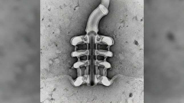 TEM of bacterial flagellar basal body with rings in cross section