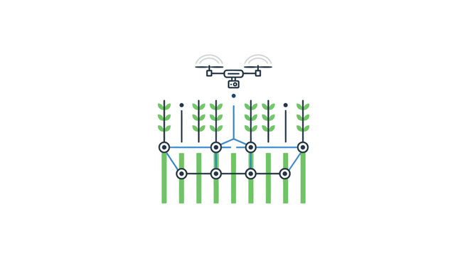 Drone Flying Over Agriculture Field.