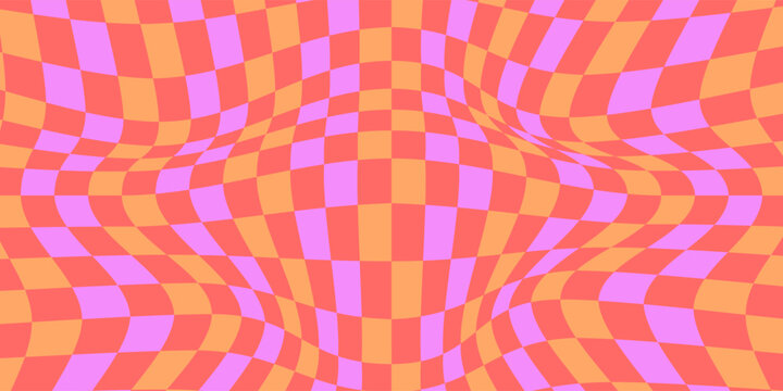 Checkered background in retro 90's style, abstract 90's style background landscape vector design template
