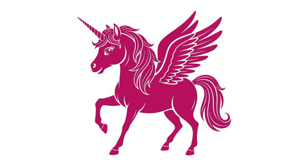 Pink unicorn with wings, mythical creature logo, fantasy symbol © Chrome