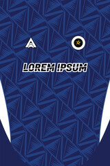 Abstract Dark Blue Geometric Zigzag Pattern for Sportswear Jersey Design. Professional sports jersey sublimation pattern design template. © Addvxl
