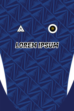 Abstract Dark Blue Geometric Zigzag Pattern for Sportswear Jersey Design. Professional sports jersey sublimation pattern design template.