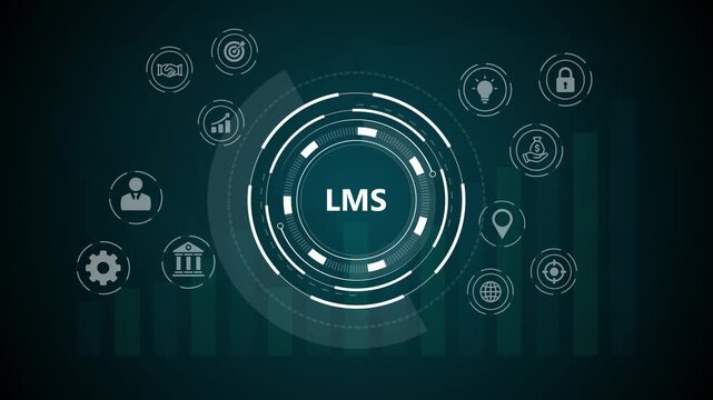 Enhancing E-learning with Artificial Intelligence, LMS revolutionize learning and teaching at school, at work, from home. With learning requires fewer resources, 4k quality animation video