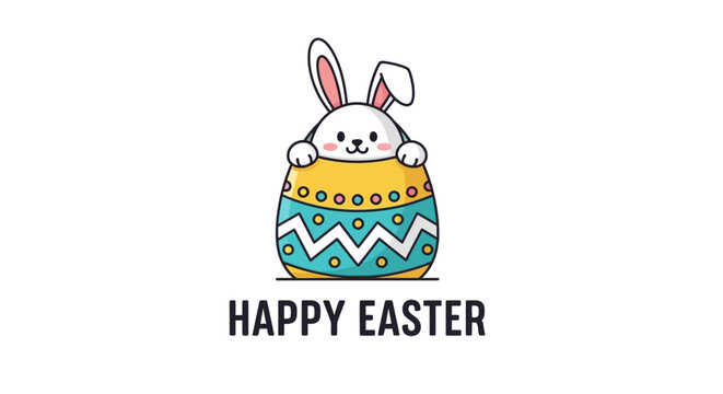 White bunny in Easter egg.