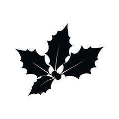 Naklejka premium Silhouette of holly leaf with berries, elegant vector illustration design, holly leaf silhouette vector illustration