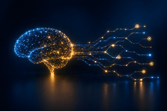 Artificial Intelligence Neural Network Brain Data Flow Concept