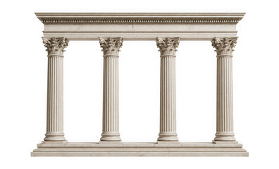 Obraz premium Classical architectural colonnade with four corinthian columns isolated on transparent background
