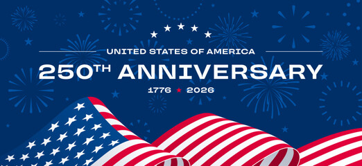 USA 250th anniversary banner, America 250 years Independence © Auguste Lange