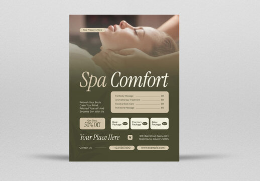Green Modern Simple Spa & Comfort Flyer