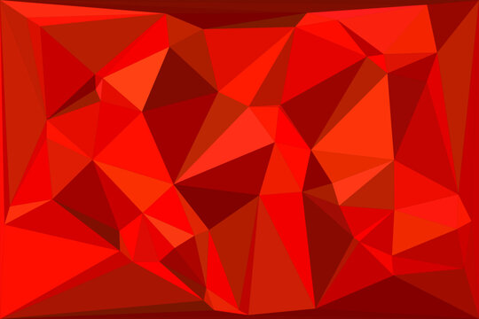 Abstract red triangular pattern background in low poly style as polygonal design element.