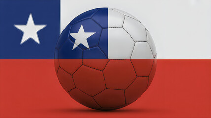 Obraz premium Chilean flag soccer ball on chile flag background