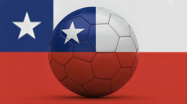 Chilean flag soccer ball on chile flag background