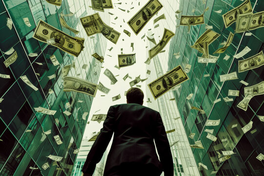 bussinessman and money ,crypto currency  and arbitrage.