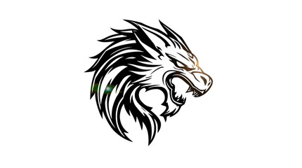 Fototapeta premium Detailed Illustration of a Wolf Head with Sharp Features and Intense Gaze.