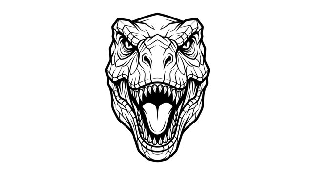 Detailed Line Art of a Tyrannosaurus Rex Head.