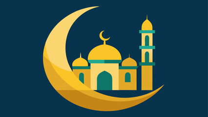Ramadan crescent moon mosque icon © Devili