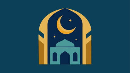 Ramadan mosque icon with crescent moon © Devili