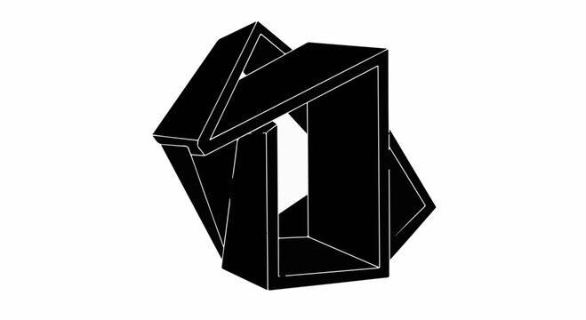 Abstract geometric sculpture in black and white, creating a sense of impossible form.