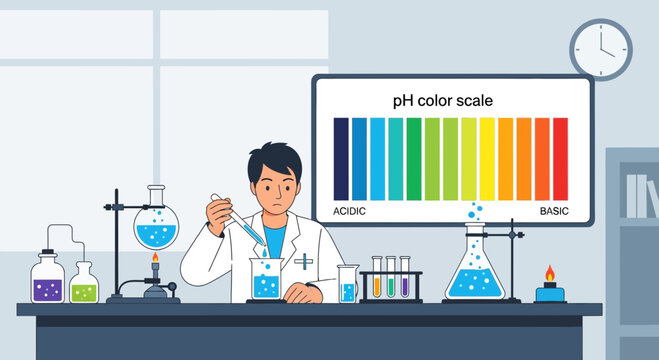 Scientist Testing pH Levels in Lab Environment