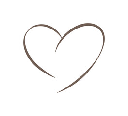 Fototapeta premium An elegant minimalist hand drawn heart outline. A simple calligraphic love symbol vector illustration. Ideal for logos, wedding invitations, Valentine's Day cards, and coffee shop branding