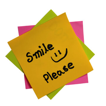 Simple sticky note with smiley face and text
