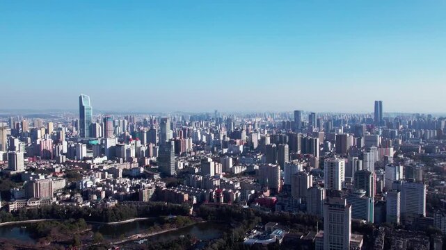 Aerial View of Kunming Skyline and Urban Park in Yunnan in Kunming, Yunnan, China