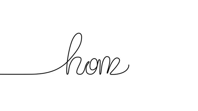 One Line Illustration &ndash; House and &ldquo;Home&rdquo; Typography Concept