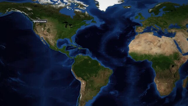 Animated Flight Route Map from Vancouver Canada to Munich Germany