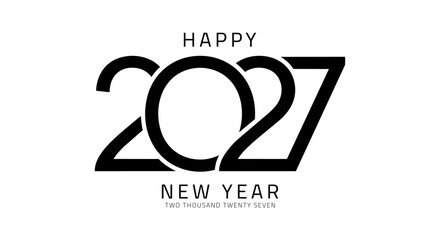 Monogram Style 2027 Happy New Year typography design with fused number lettering forming a compact unified symbol. Elegant minimal branding concept and vector illustration isolated on white background © Creative Lab
