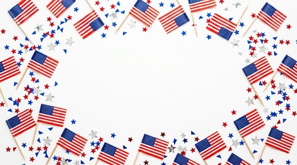 Obraz premium Patriotic american flag border with red white and blue stars