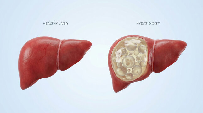 Hydatid Cyst Echinococcosis vs Healthy Liver Anatomy